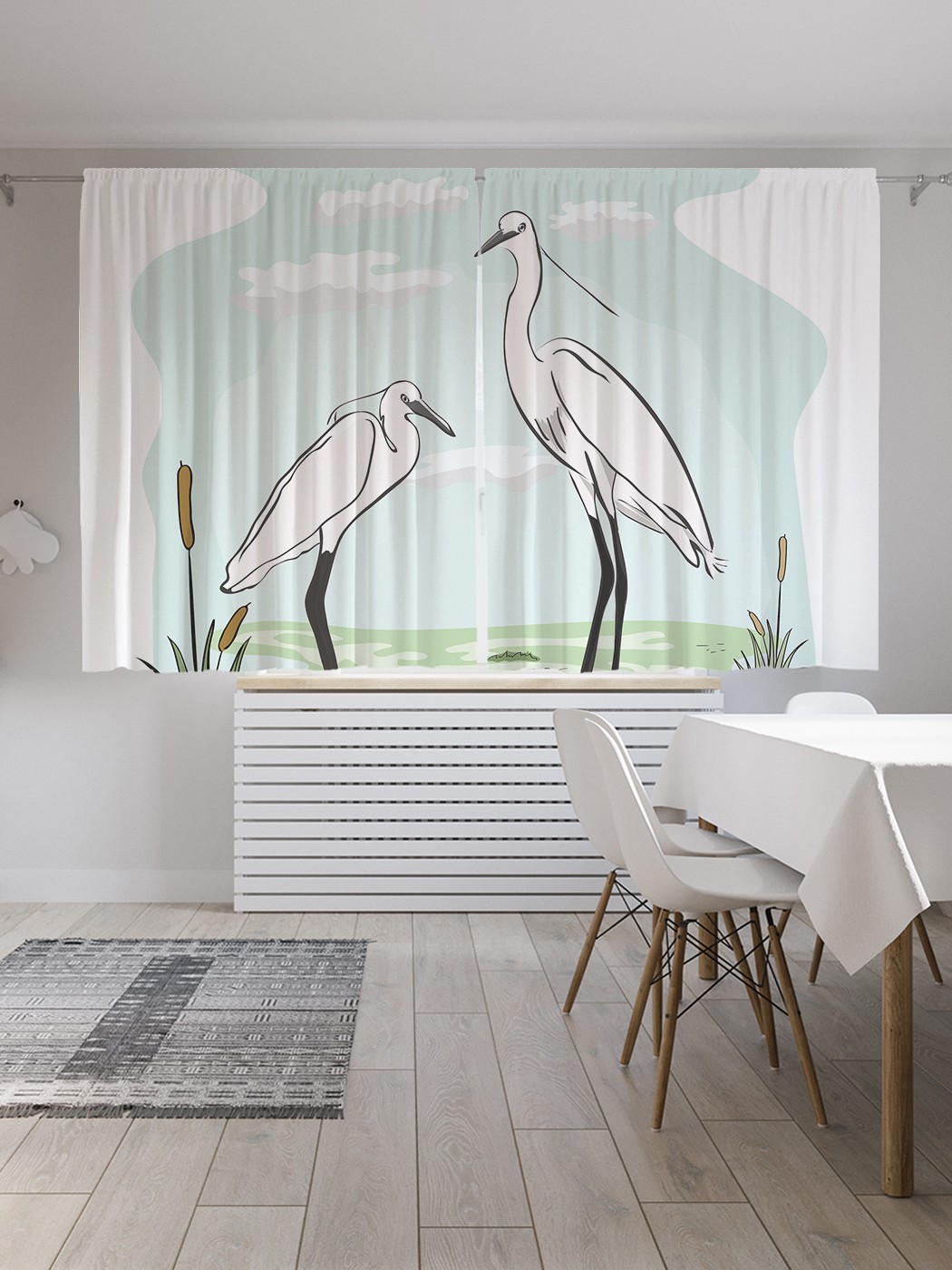 

Шторы с фотопечатью JoyArty "Журавли среди камышей" из сатена, 290х180 см, Журавли среди камышей