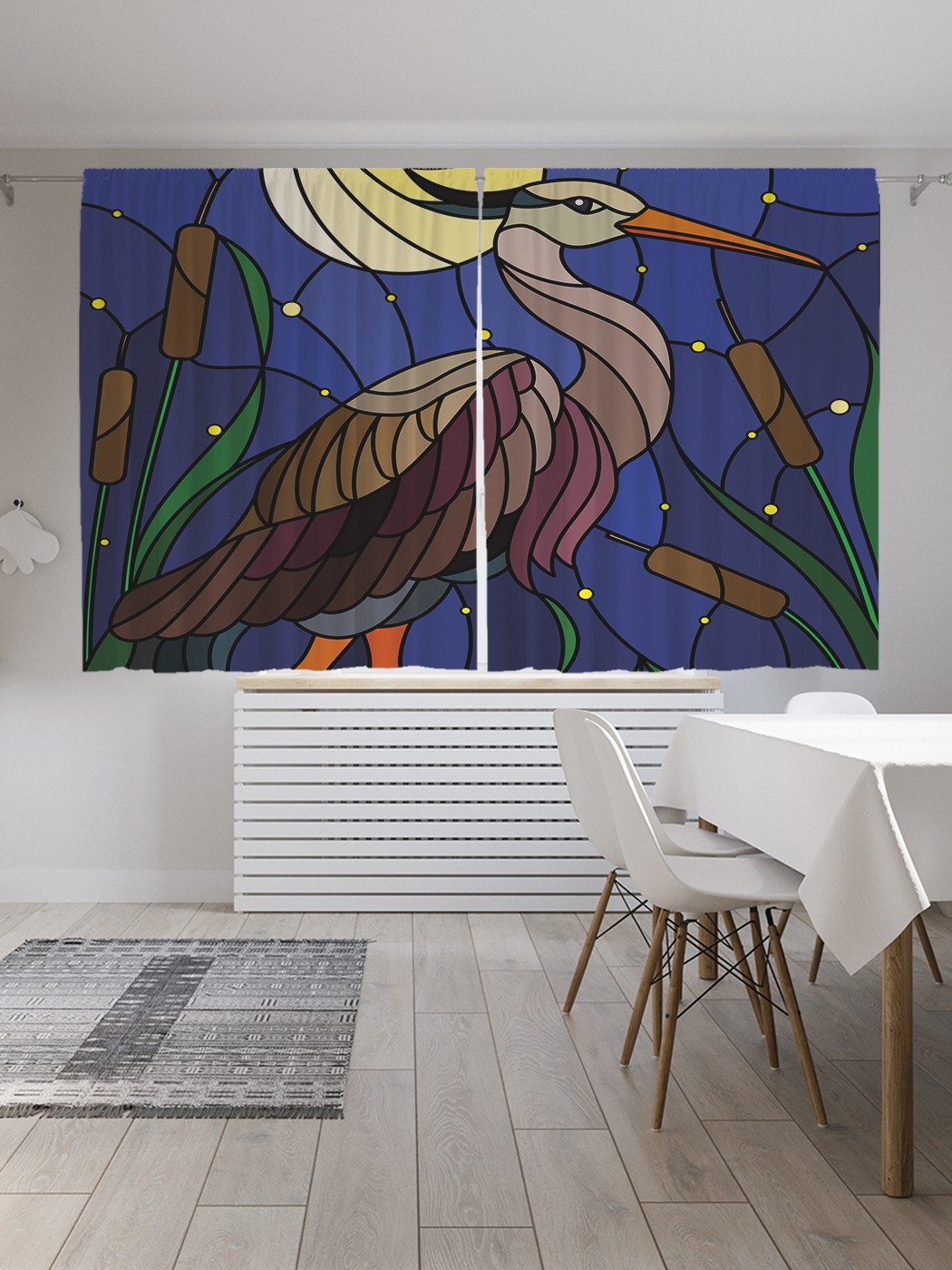 

Шторы с фотопечатью JoyArty "Мозаичный журавль" из сатена, 290х180 см, Мозаичный журавль