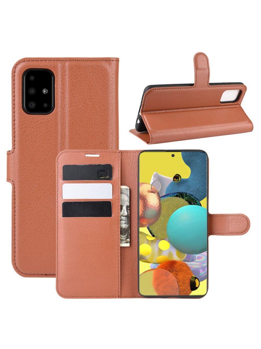 

Чехол Wallet для смартфона Samsung Galaxy A51 коричневый