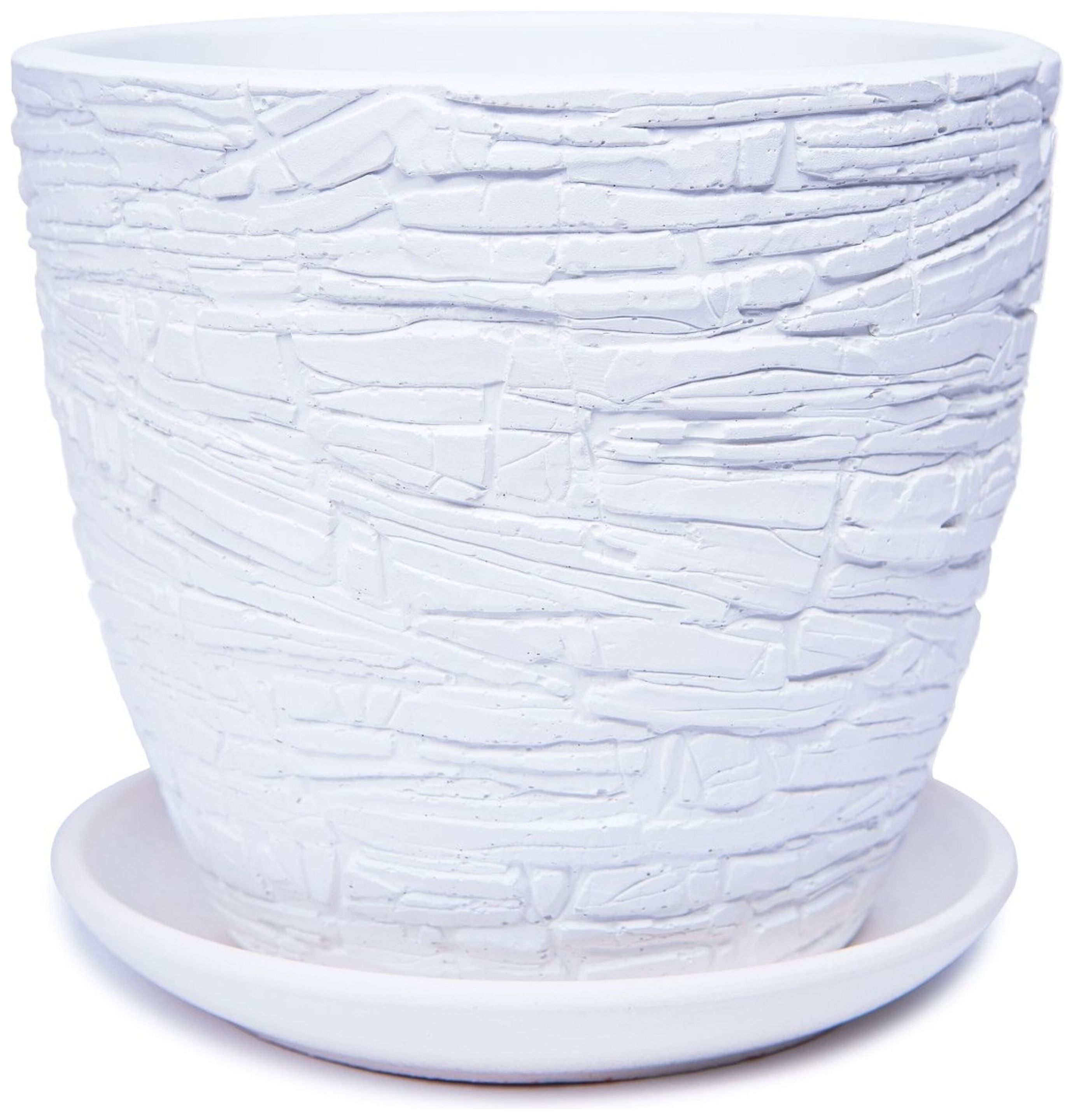 

Горшок Скала d18 см бетонный белый с поддоном