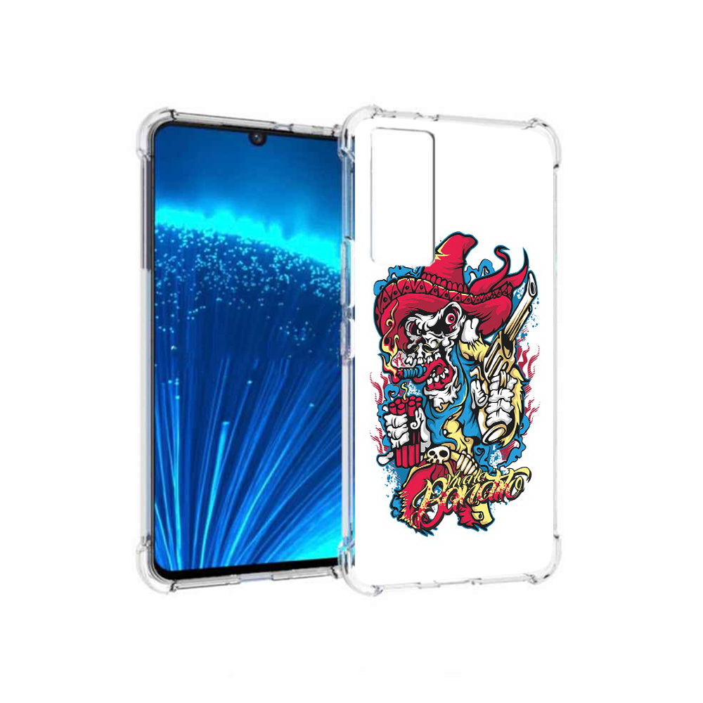 

Чехол MyPads Tocco для Vivo V21E нарисованный скелет с писталетом (PT226954.394.513), Прозрачный, Tocco