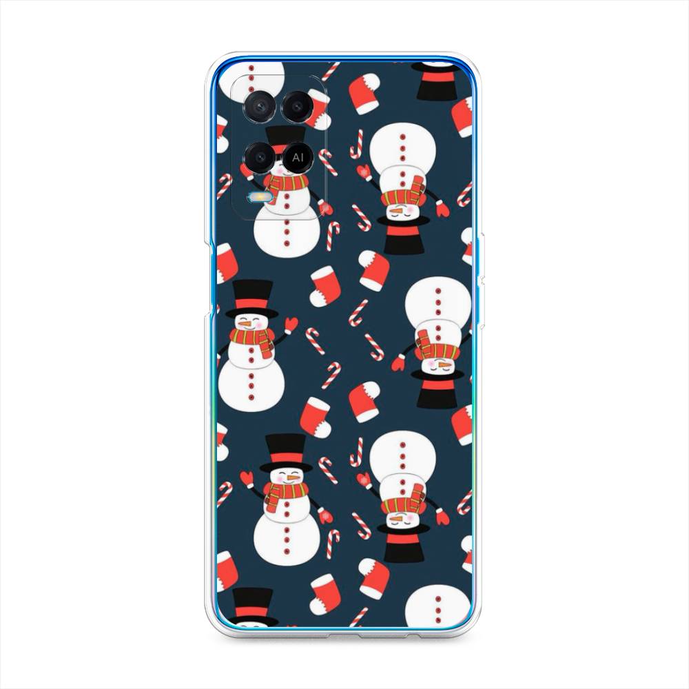 

Чехол для Oppo A54 "Синие снеговики", Синий;белый;красный, 256150-5