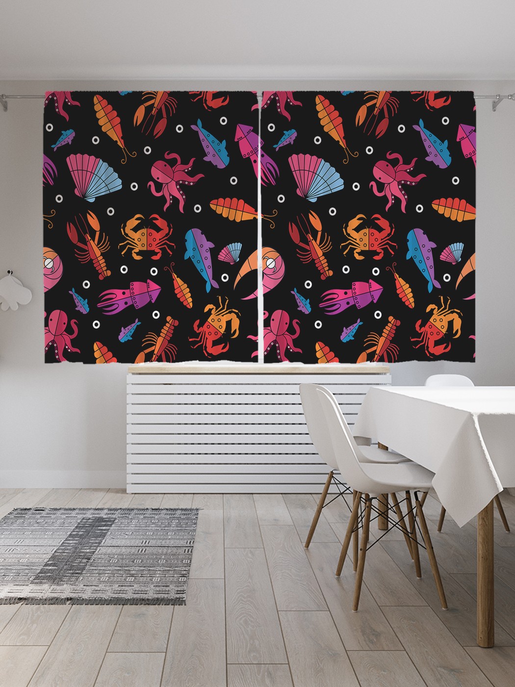 

Классические шторы JoyArty "Крабы, раки рыбы", серия Oxford DeLux, 2 полотна 145x180 см, Крабы, раки рыбы