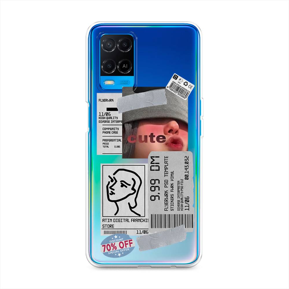 

Чехол на Oppo A54 "Cute girl collage", Розовый;серый;голубой, 256150-6