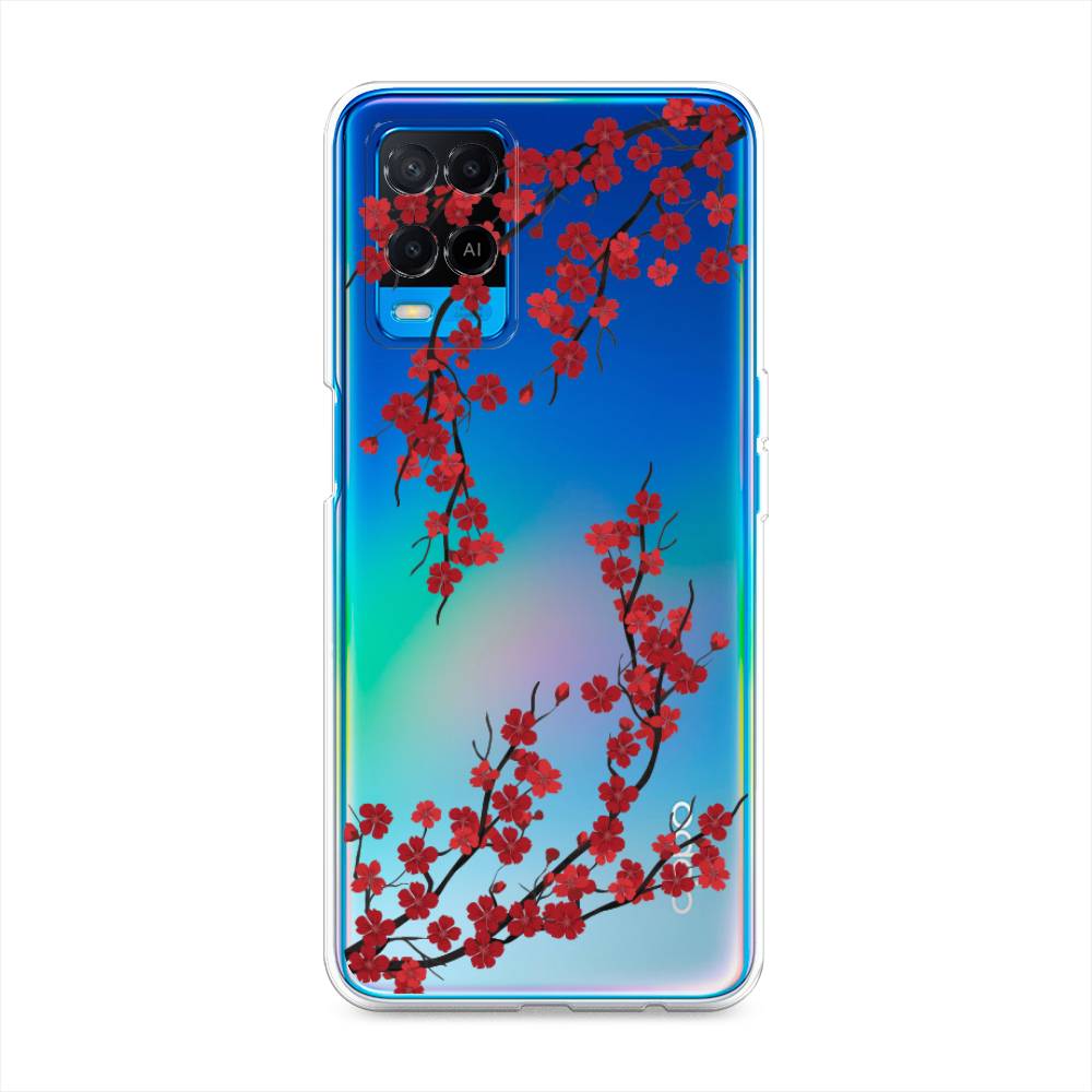 

Чехол на Oppo A54 "Красная сакура", Красный;черный, 256150-2