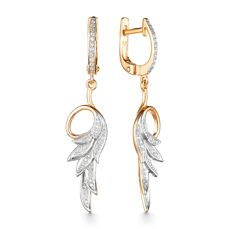 

Серьги подвески из серебра Zlatera 00062, фианит, 00062