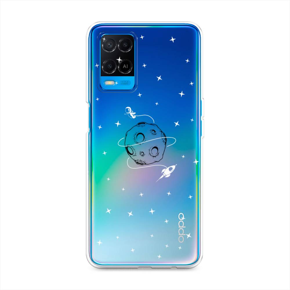 

Чехол на Oppo A54 "Полет вокруг луны", Белый;серый;черный, 256150-2