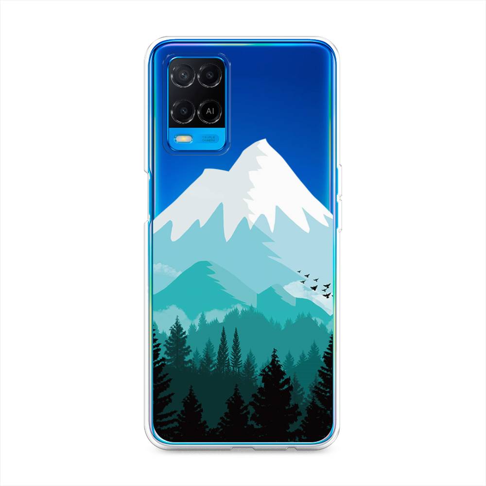

Чехол на Oppo A54 "Синяя снежная гора", Белый;голубой, 256150-2