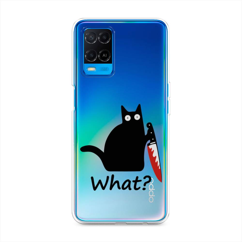 

Чехол на Oppo A54 "Котик с ножом", Черный;красный, 256150-6