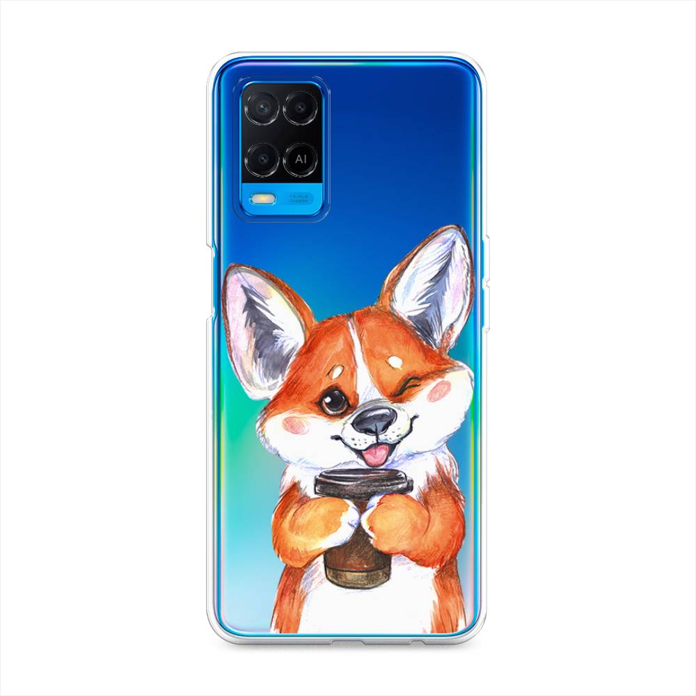 

Чехол на Oppo A54 "Корги с кофе", Оранжевый;белый, 256150-4