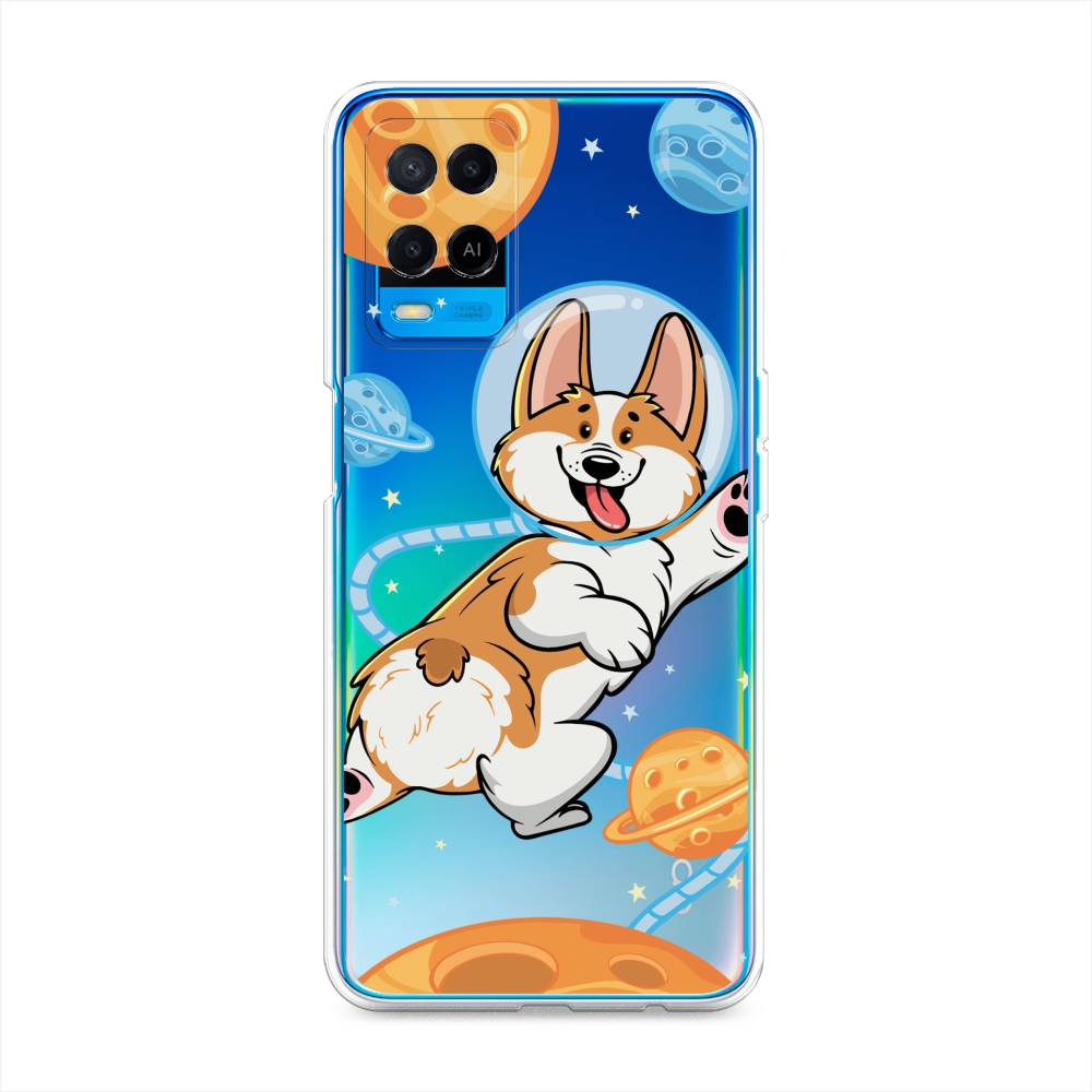 

Чехол на Oppo A54 "Корги-космонавт", Голубой;бежевый;белый, 256150-1