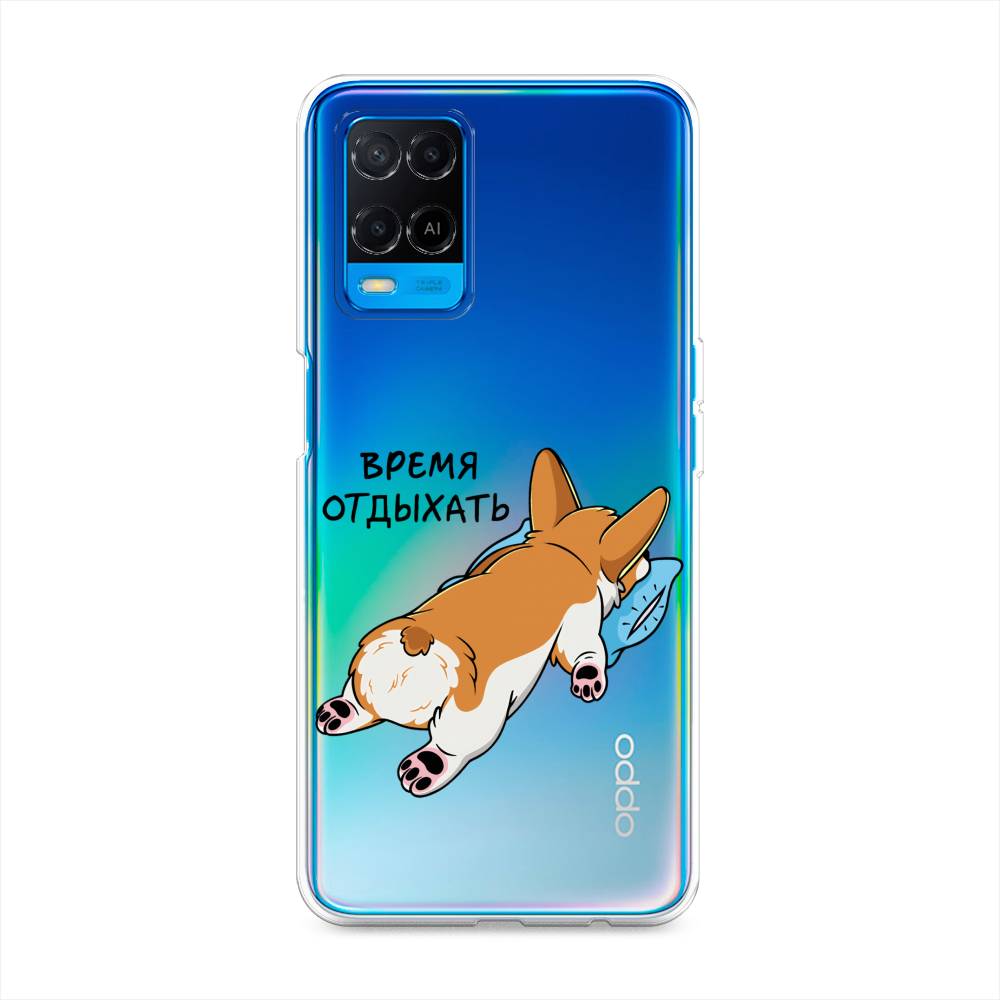 

Чехол на Oppo A54 "Корги отдыхает", Черный;коричневый;голубой, 256150-1