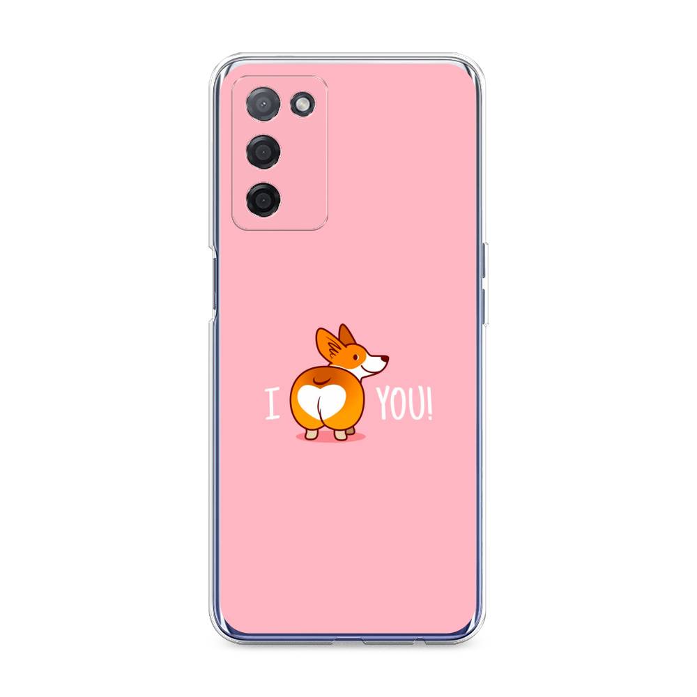 

Чехол на Oppo A55 5G "Корги I love you", Розовый;коричневый;белый, 256250-1