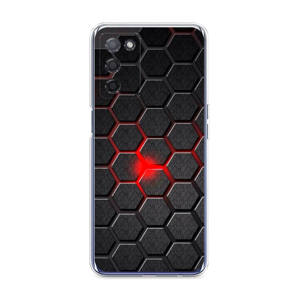 

Чехол на Oppo A55 5G "Соты красные", Красный;черный;серый, 256250-3