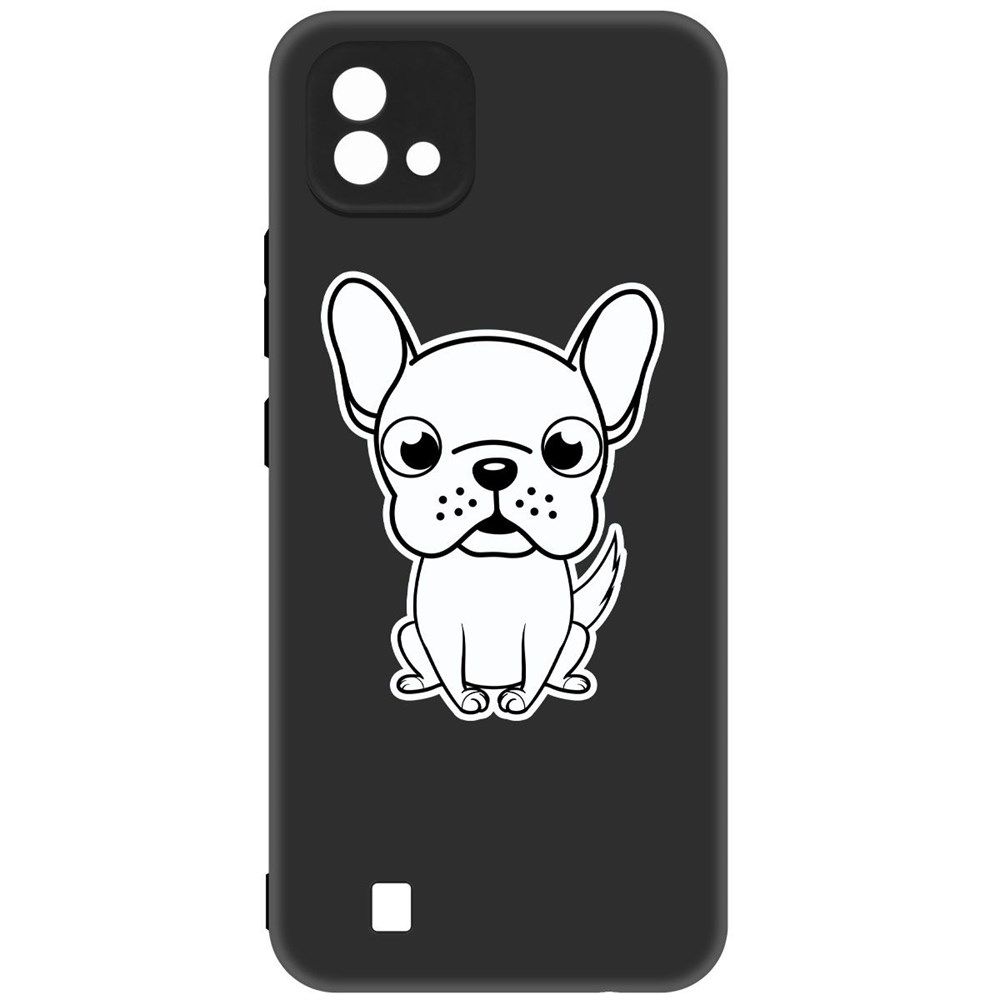 фото Чехол-накладка krutoff soft case черно-белый щенок для realme c11 (2021) черный