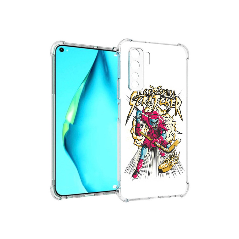 

Чехол MyPads Tocco для Huawei Nova 7 SE нарисованный скелет хоккеист, Прозрачный, Tocco