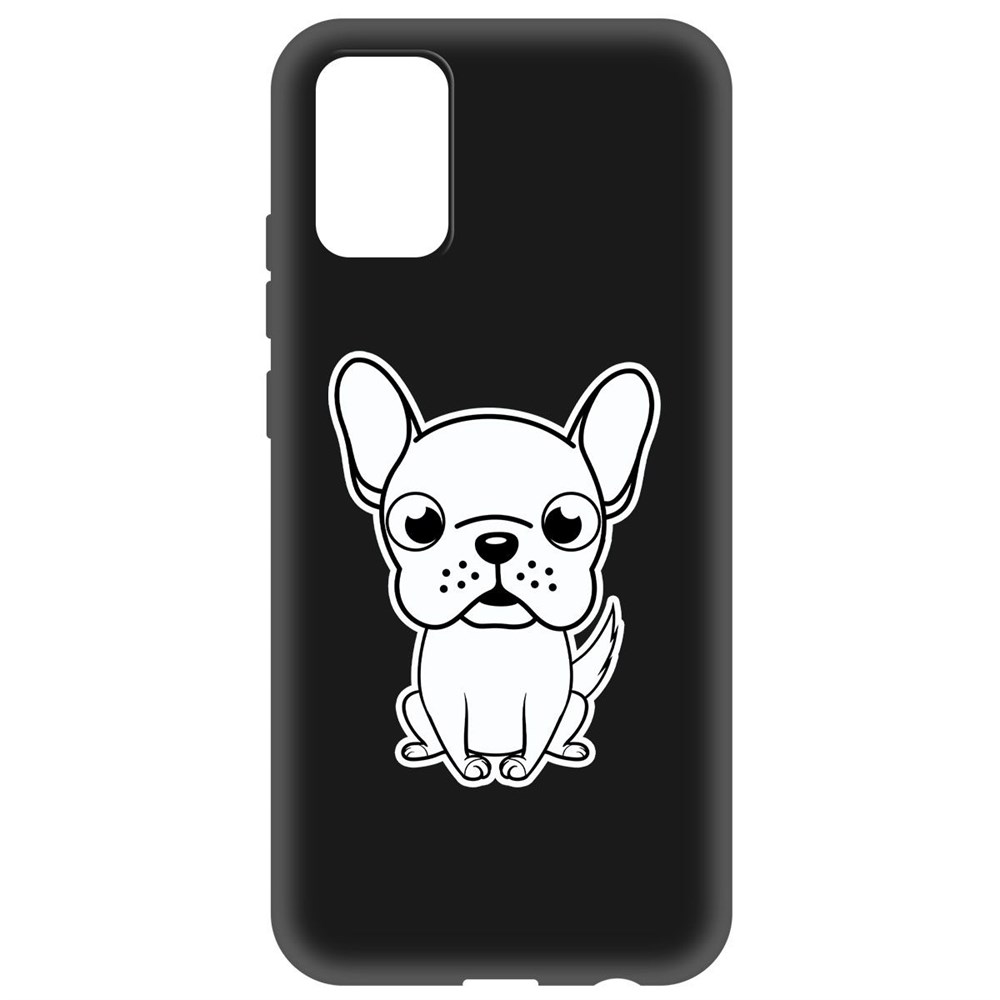 фото Чехол-накладка krutoff soft case черно-белый щенок для samsung galaxy a02s (a025) черный