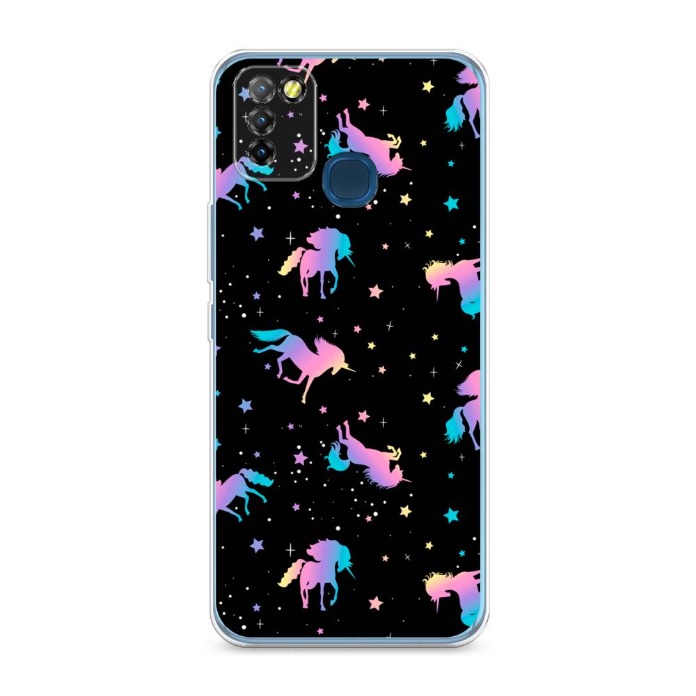 

Чехол на Infinix HOT 10 Lite "Единороги градиент", Черный;розовый;голубой, 3100350-1