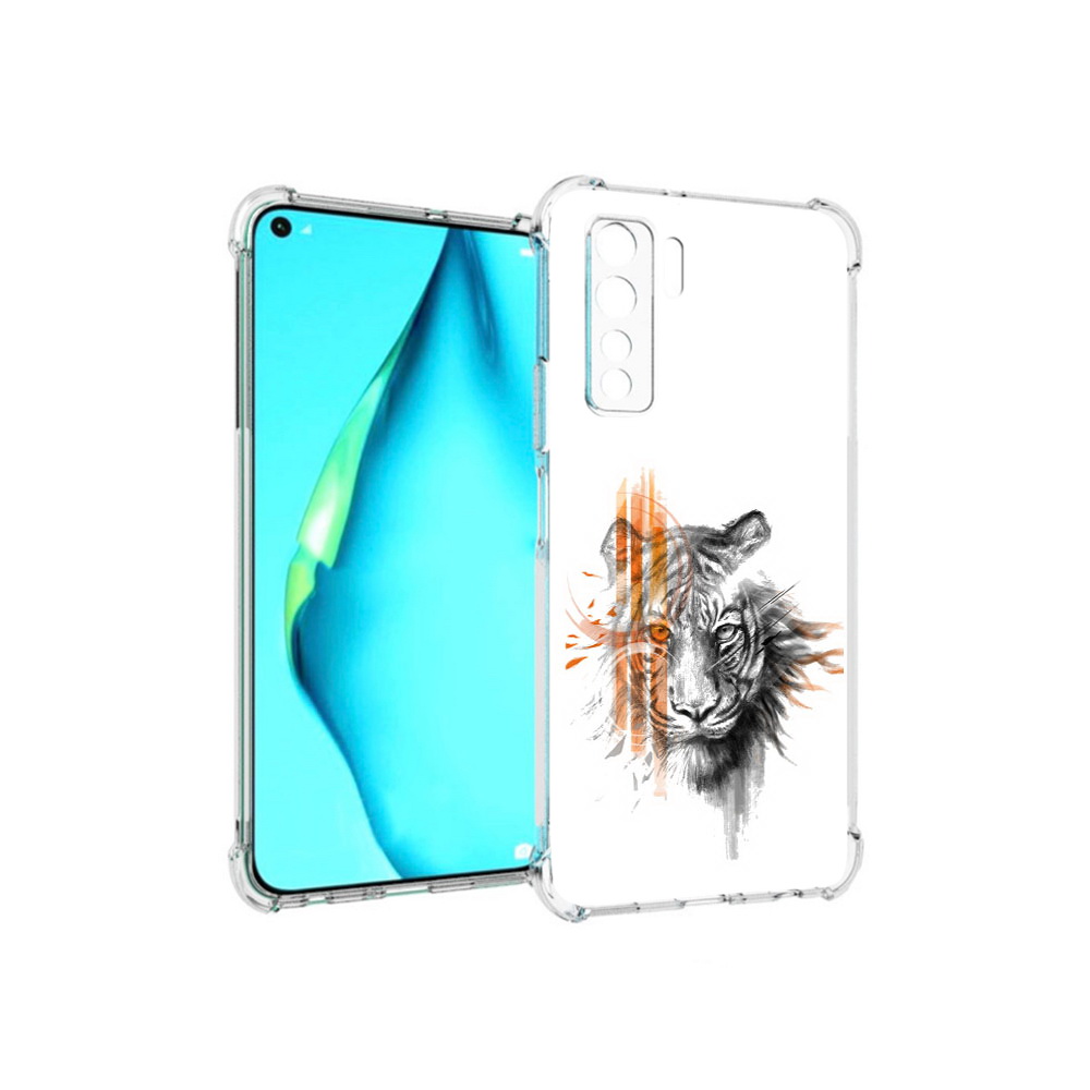 

Чехол MyPads Tocco для Huawei Nova 7 SE огненный тигр, Прозрачный, Tocco