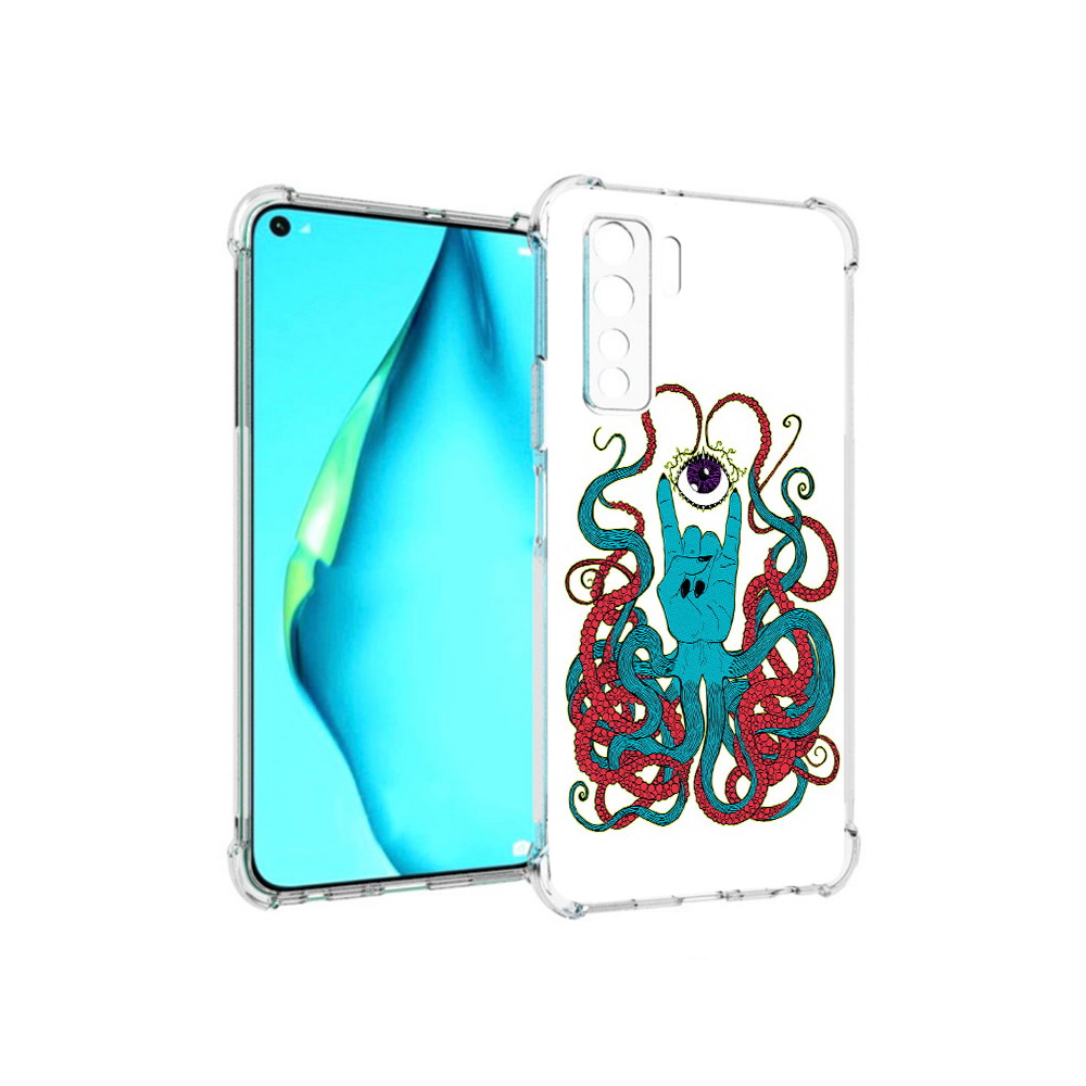 

Чехол MyPads Tocco для Huawei Nova 7 SE осьминог-рука абстракция, Прозрачный, Tocco