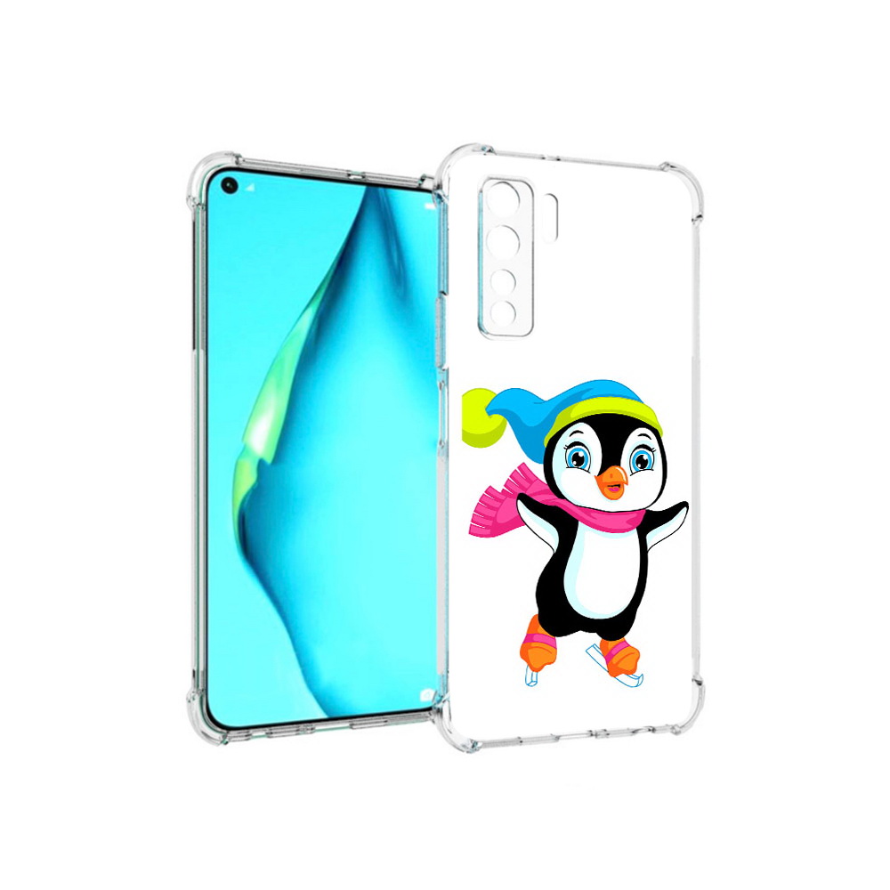Чехол MyPads Tocco для Huawei Nova 7 SE пингвин на коньках