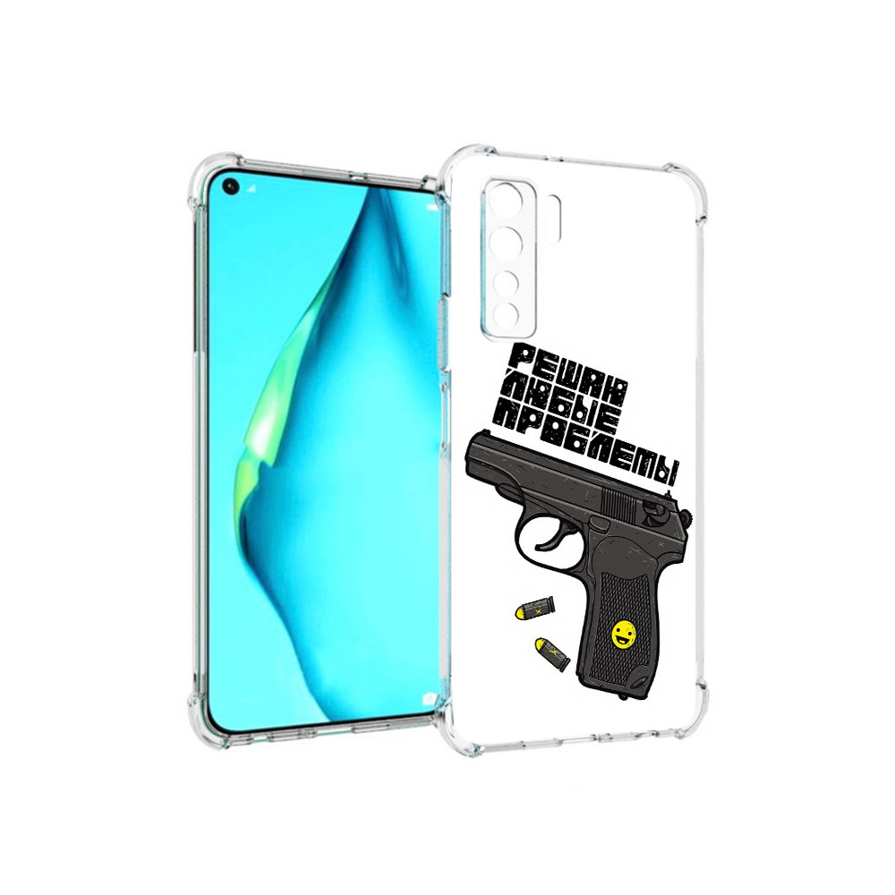 

Чехол MyPads Tocco для Huawei Nova 7 SE пистолет против проблем, Прозрачный, Tocco