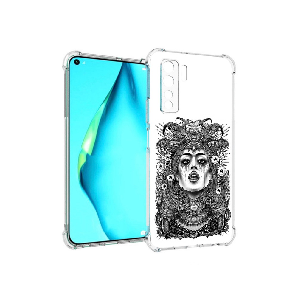 

Чехол MyPads Tocco для Huawei Nova 7 SE портрет девушки черно белый, Прозрачный, Tocco