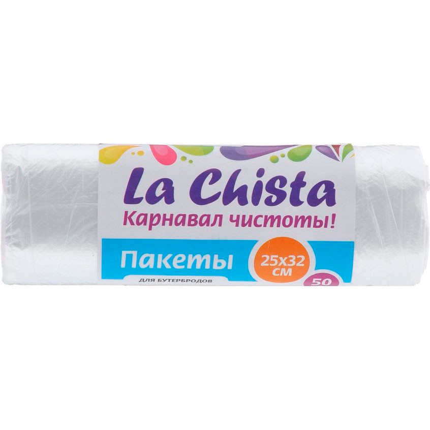 

Пакеты La Chista для бутербродов фасовочные 25х32 50шт, Прозрачный