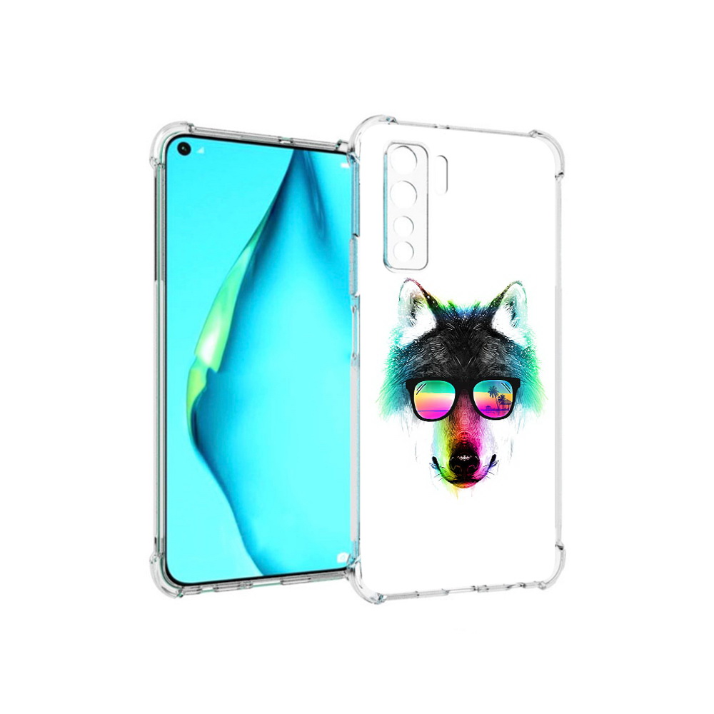 

Чехол MyPads Tocco для Huawei Nova 7 SE радужный волк, Прозрачный, Tocco
