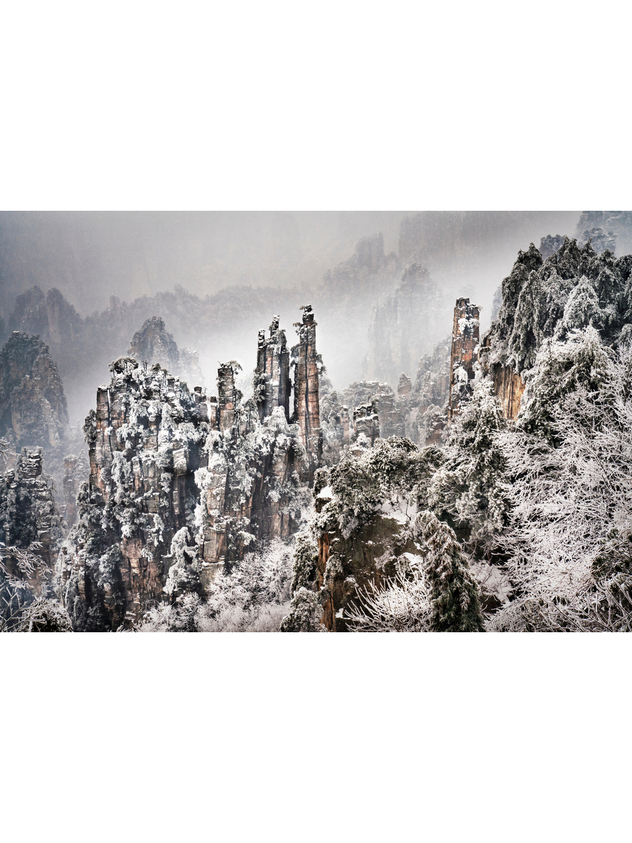 фото Постер drabs a3 снежные каменные столбы национального лесного парка чжанцзяцзе