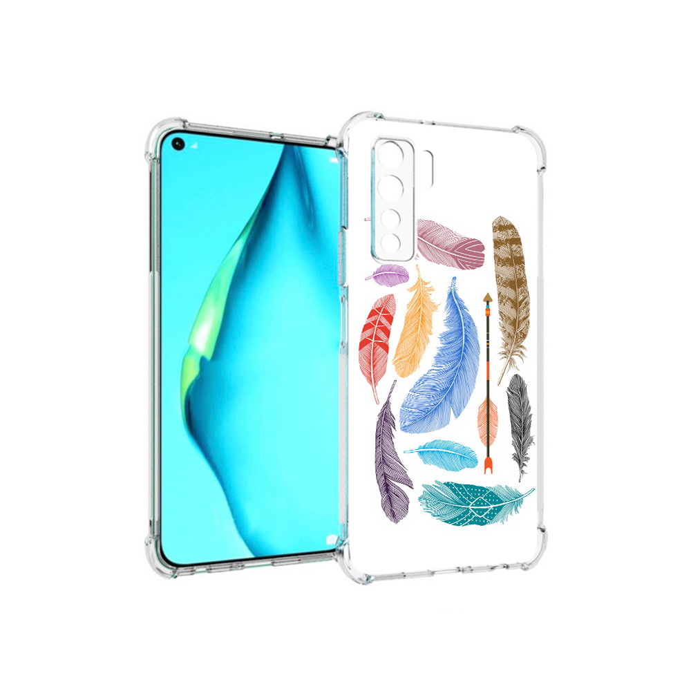 

Чехол MyPads Tocco для Huawei Nova 7 SE разноцветные перья, Прозрачный, Tocco