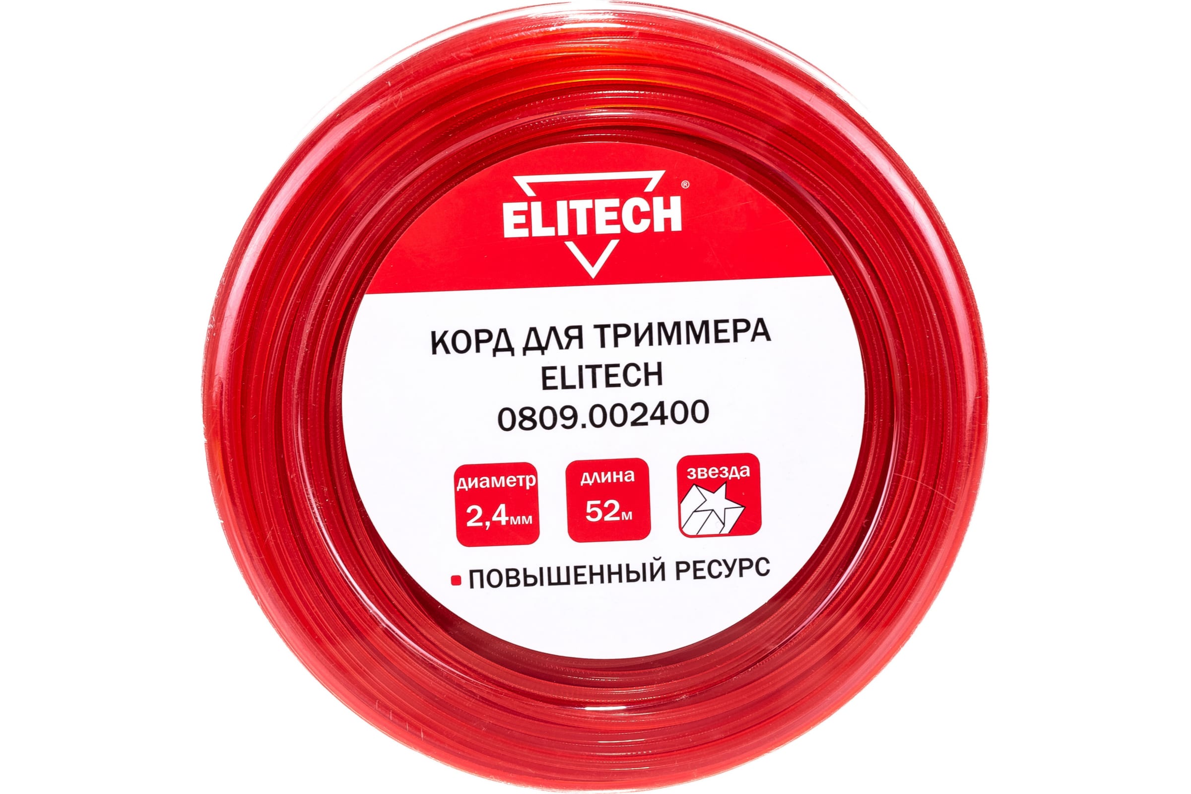 

Леска для садовых триммеров Elitech 0809.002400, 2.4мм, 52м