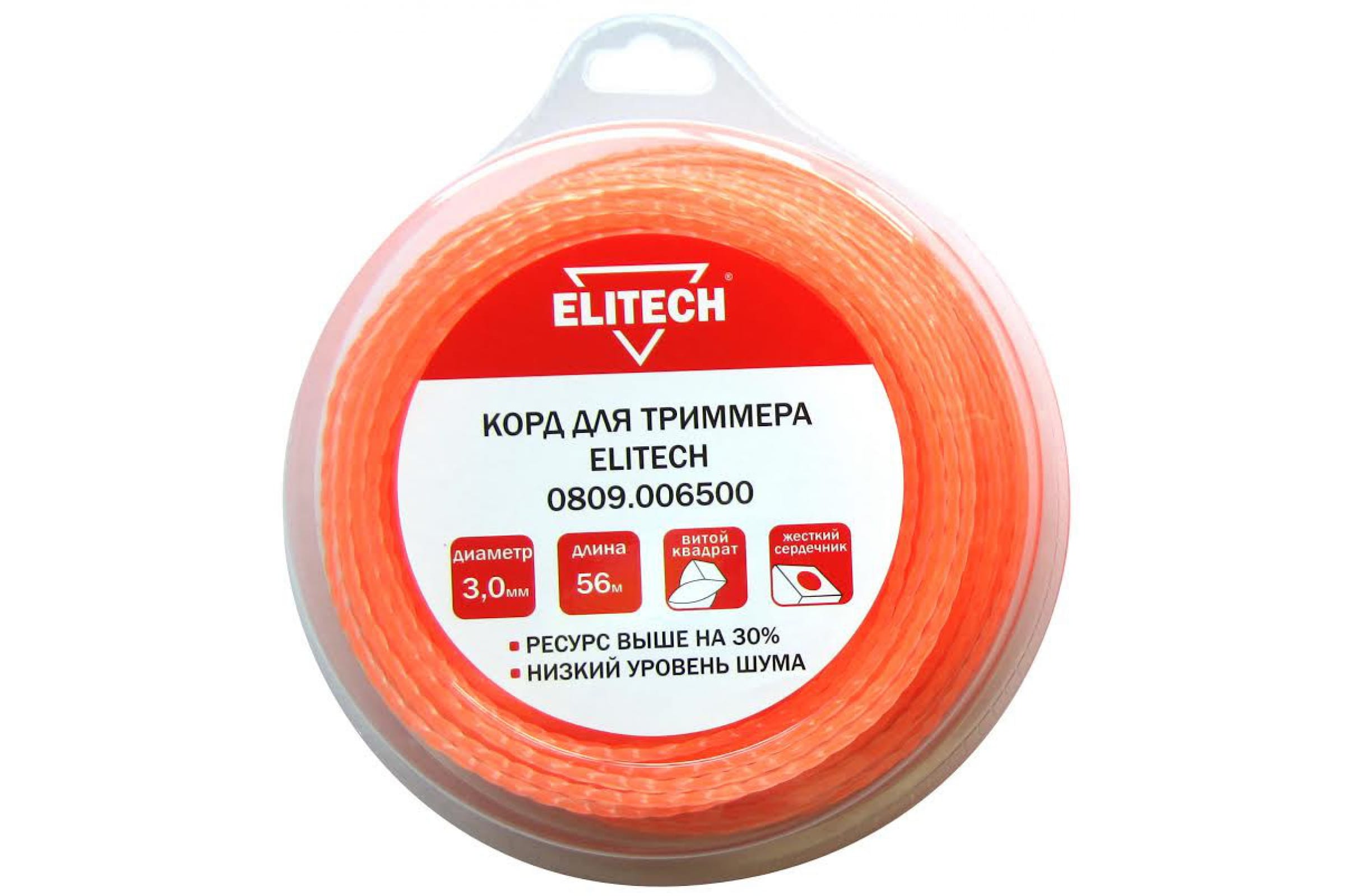 

Леска для садовых триммеров Elitech 0809.006500, 3мм, 56м