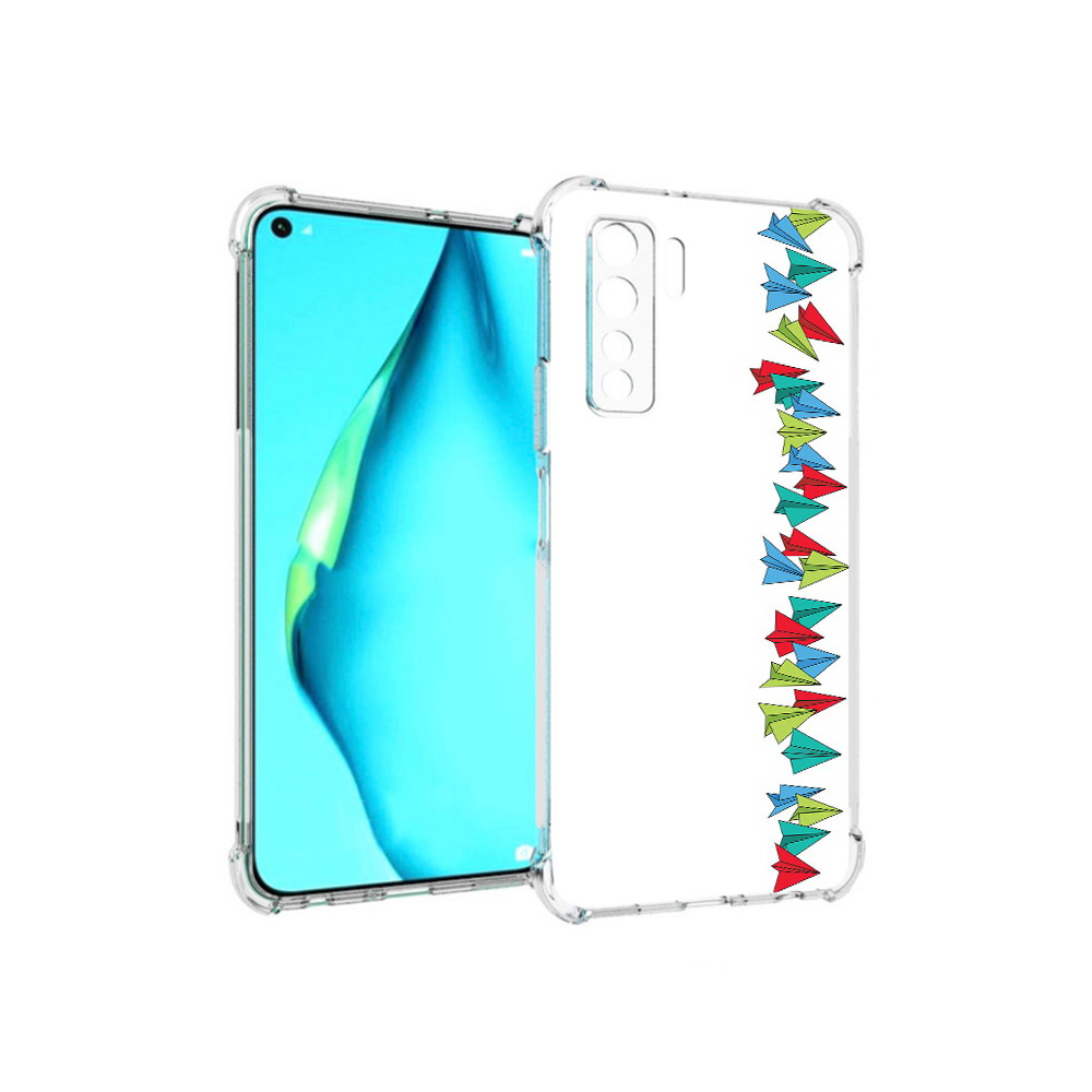 

Чехол MyPads Tocco для Huawei Nova 7 SE самолетики из листочков, Прозрачный, Tocco