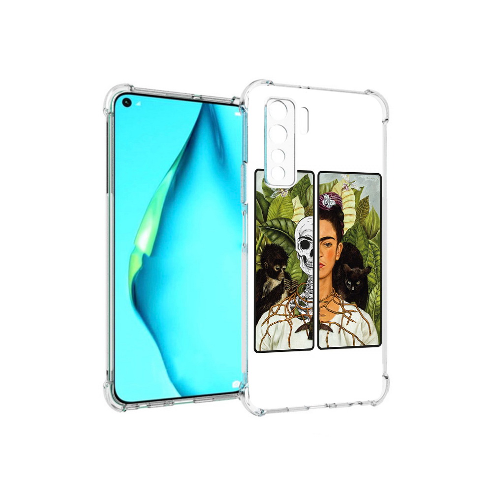 

Чехол MyPads Tocco для Huawei Nova 7 SE сдвоенная картинка девушка скелет, Прозрачный, Tocco