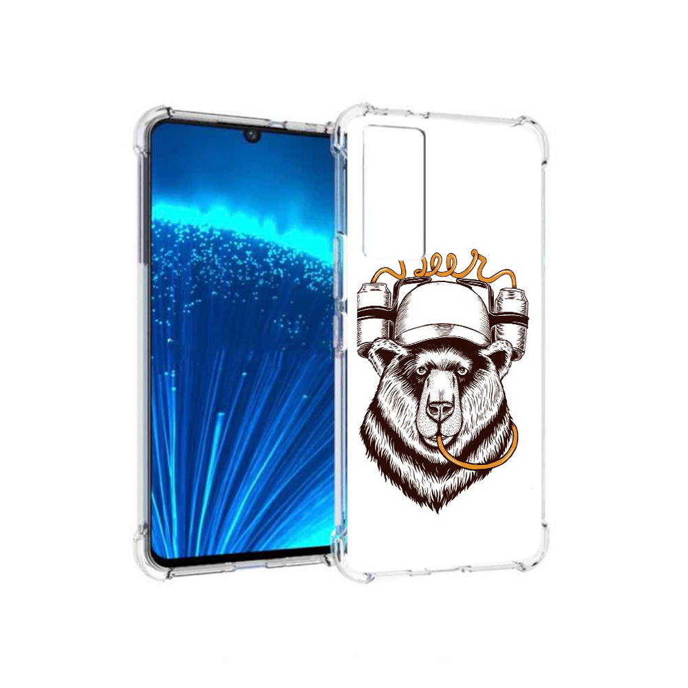 

Чехол MyPads Tocco для Vivo V21E пивной медведь (PT226954.394.538), Прозрачный, Tocco