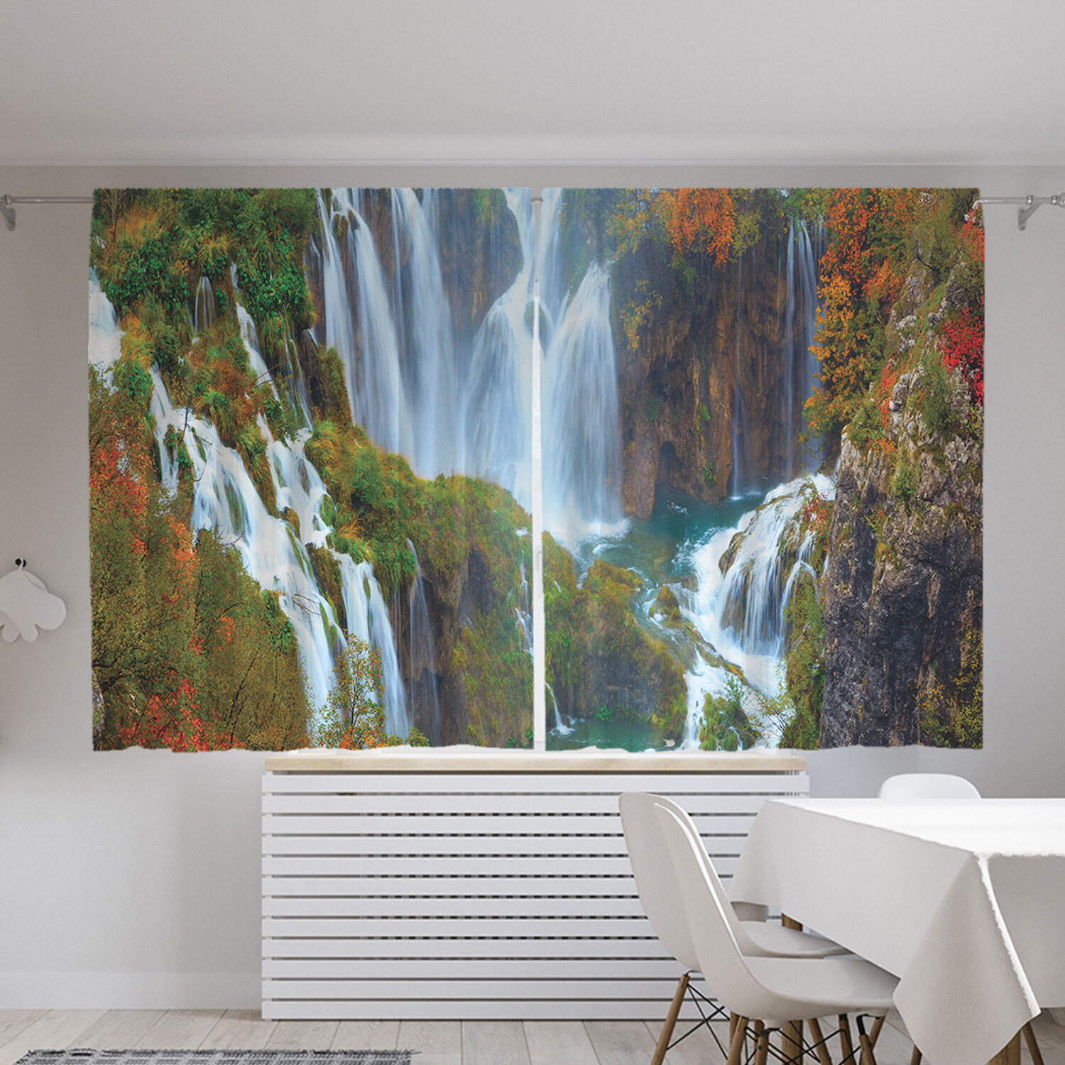 фото Шторы с фотопечатью joyarty "горные водопады" из сатена, 290х180 см