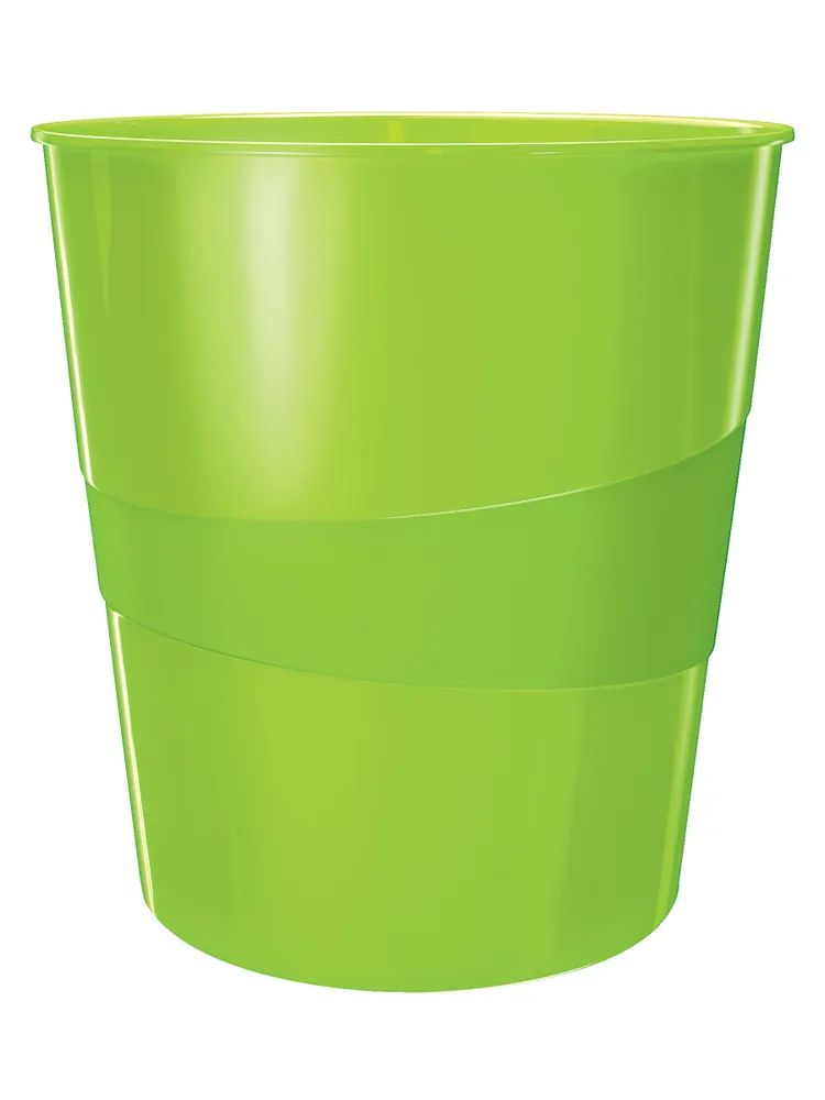 Корзина для бумаг Leitz WOW 15л, пластик, круглая, зеленый [52781054]