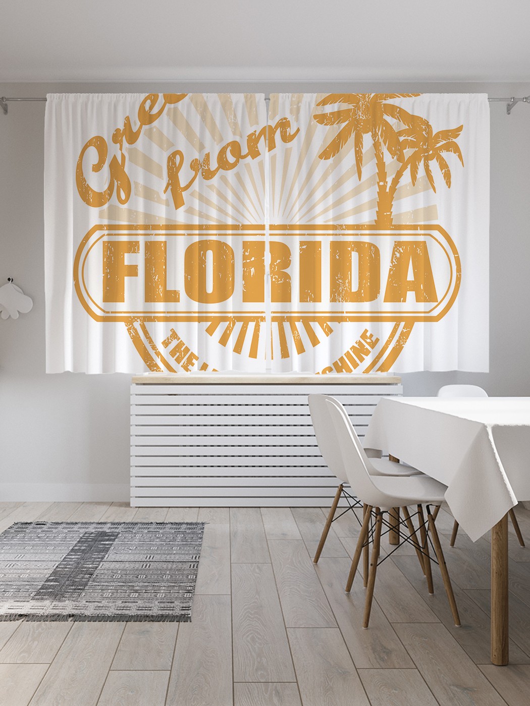 фото Классические шторы joyarty "путешествие во флориду", oxford delux, 2 полотна 145x180 см
