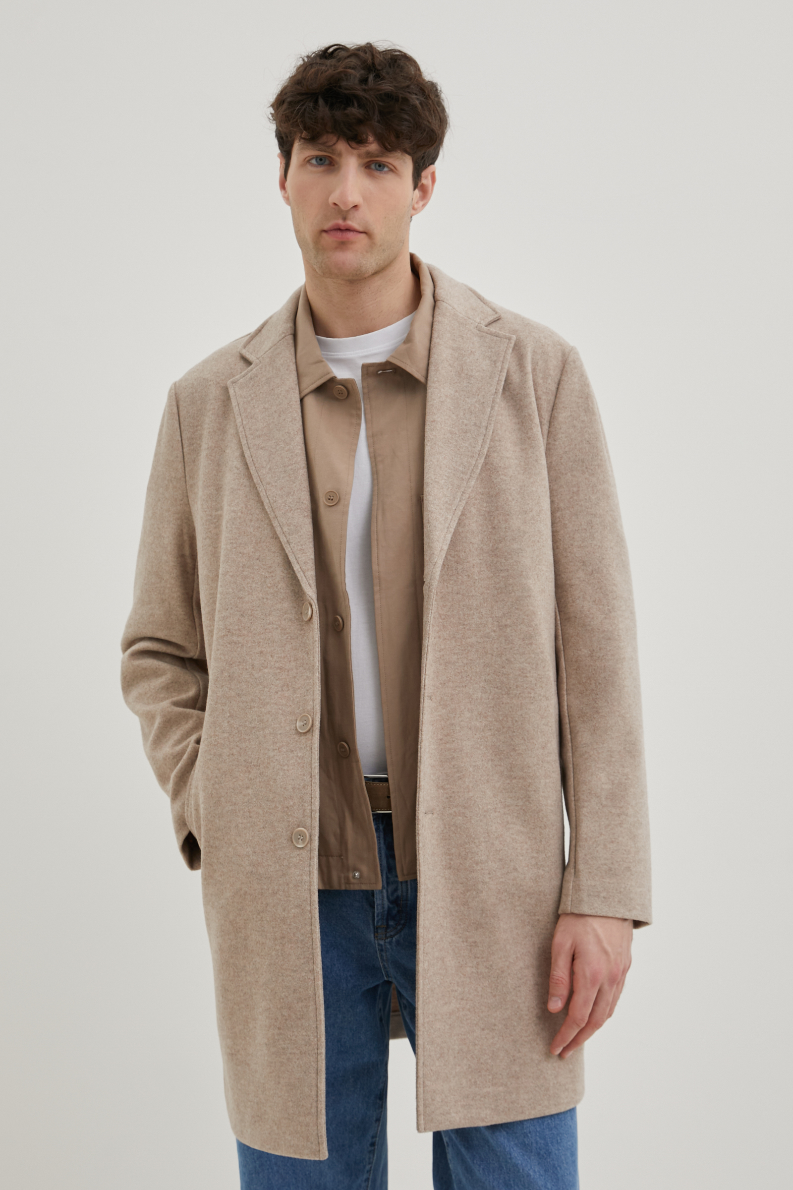 Пальто мужское Finn Flare FBE21097 коричневое XL