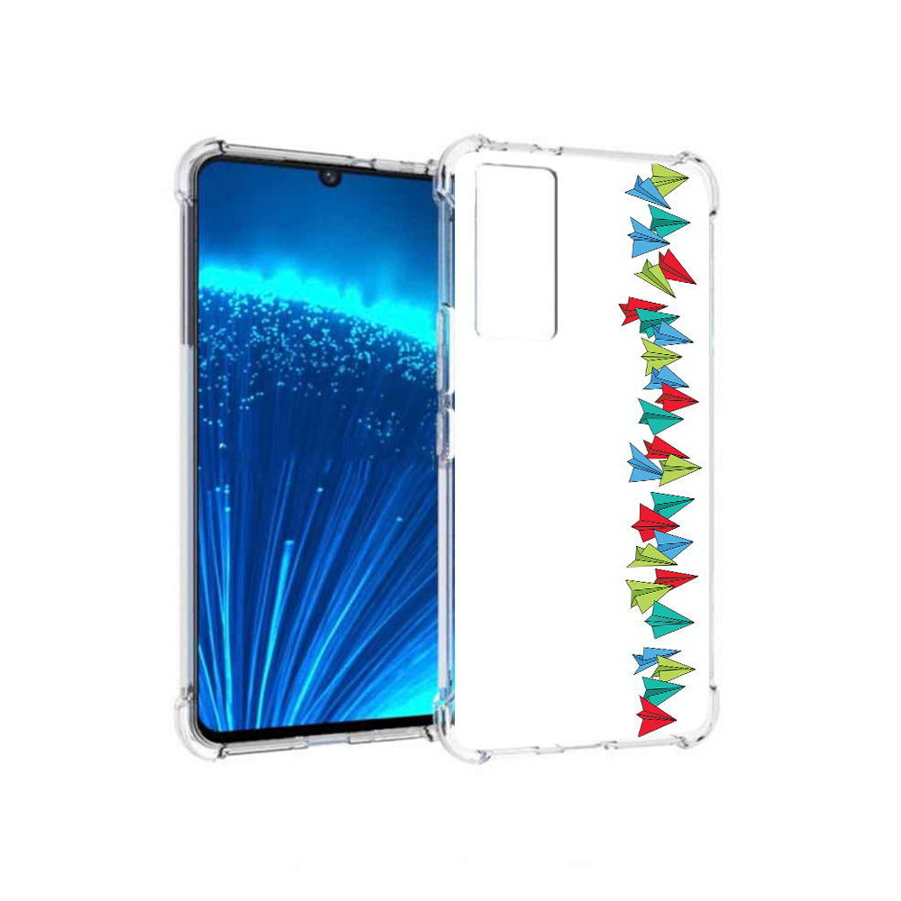 

Чехол MyPads Tocco для Vivo V21E самолетики из листочков (PT226954.394.593), Прозрачный, Tocco