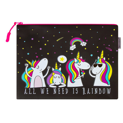 

Папка для тетрадей A5 Brauberg, мягкий, Unicorns, 25х20 см, 229259, 3 шт, Черный