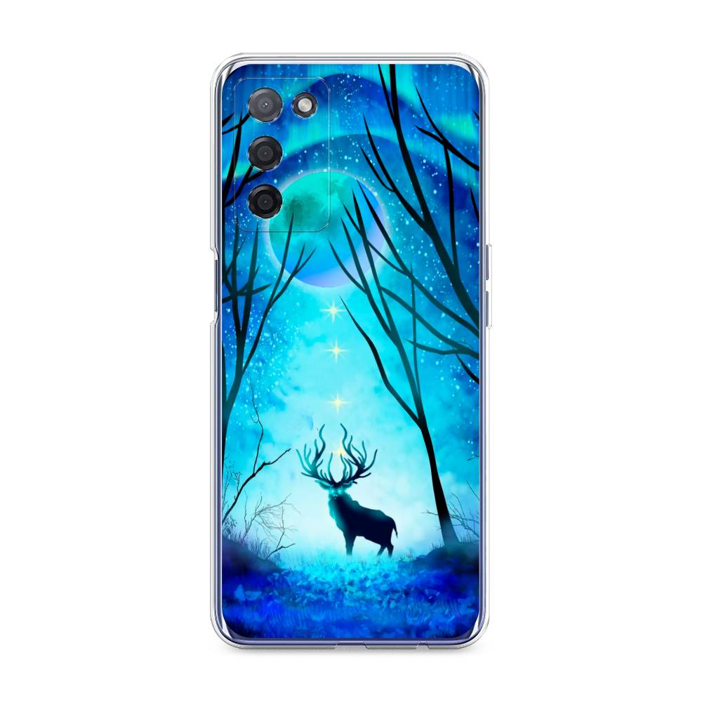 

Чехол на Oppo A55 5G "Олень северное сияние", Синий;черный;голубой, 256250-1