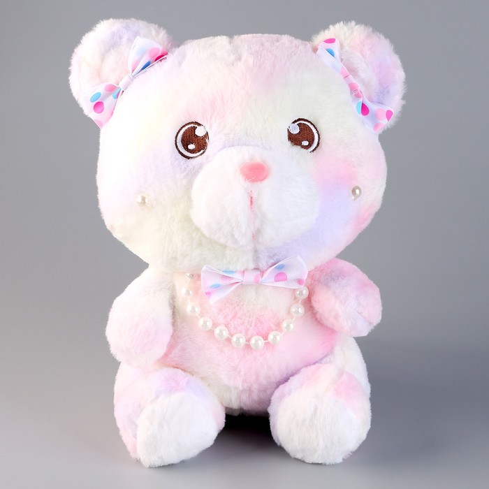Мягкая игрушка Медвежонок с бусинками, 30 см, розовый мягкая игрушка медвежонок с бусинками 30 см зелёный