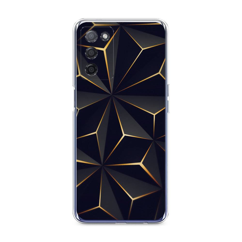 

Чехол на Oppo A55 5G "Черные полигоны", Золотистый;черный, 256250-3
