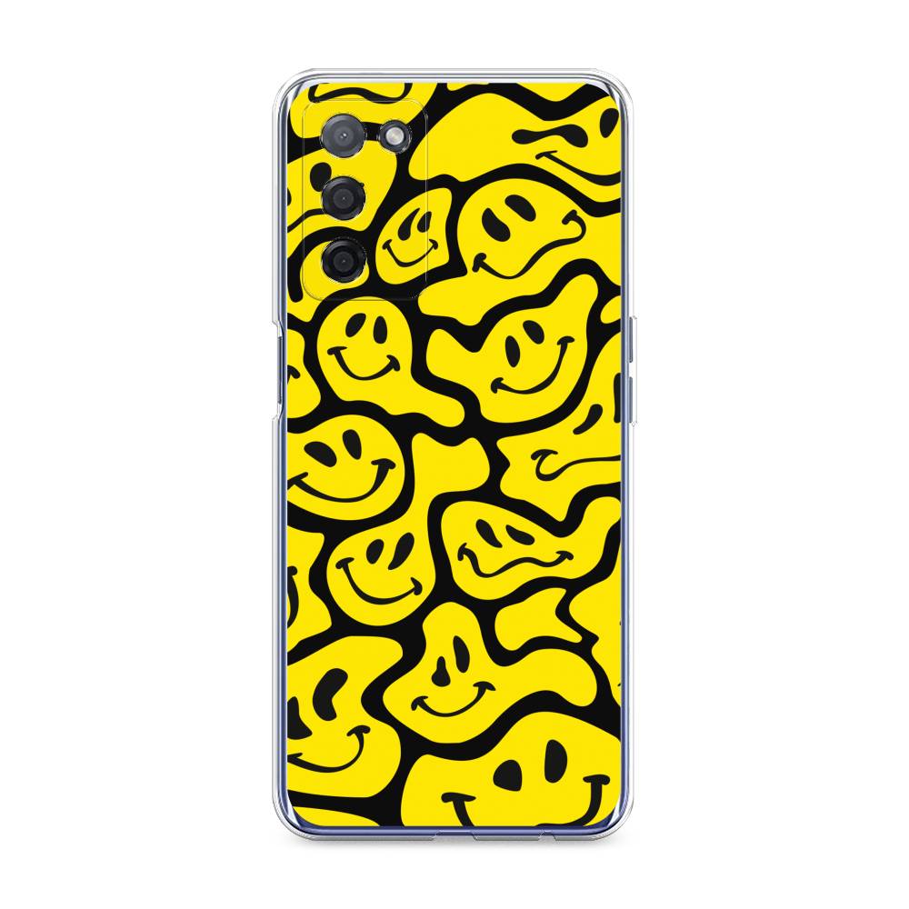 

Чехол на Oppo A55 5G "Расплывчатые смайлики желтые", Черный;желтый, 256250-6