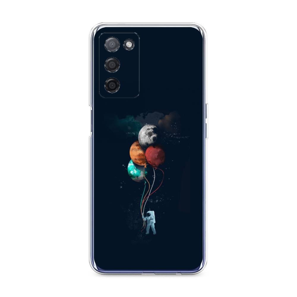 

Чехол на Oppo A55 5G "Космонавт с шариками", Разноцветный, 256250-4
