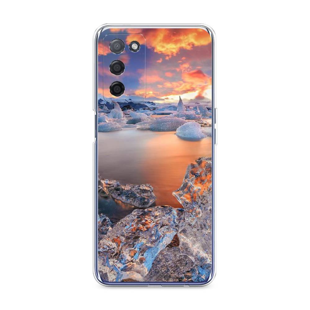

Чехол на Oppo A55 5G "Ледники", Синий;оранжевый, 256250-2