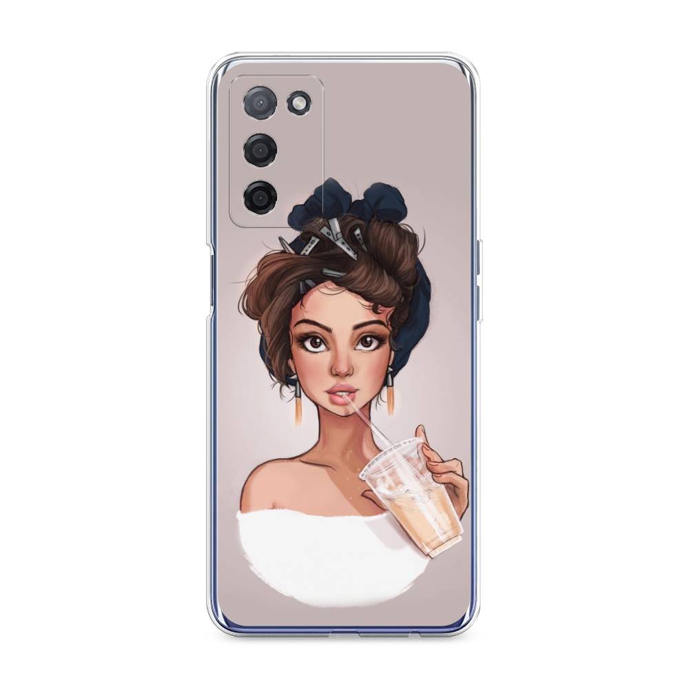 

Чехол на Oppo A55 5G "Девушка с фраппе", Серый, 256250-6