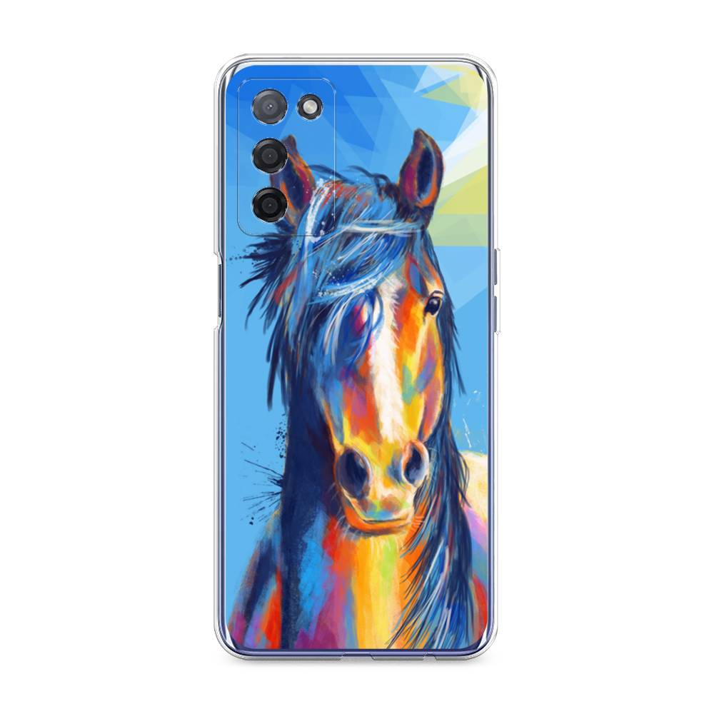 

Чехол на Oppo A55 5G "Лошадь арт 3", Голубой;желтый;синий, 256250-1